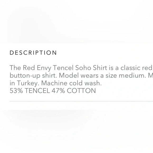 One Teaspoon NWT Red Envy Tencel SoHo button down shirt UNISEX SZ MEDIUM - Picture 3 of 4